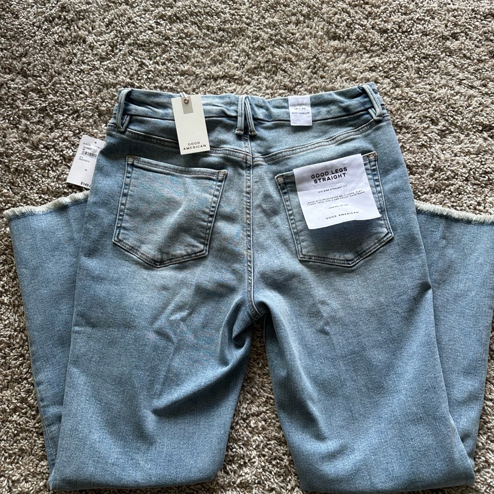Good American Light Blue Straight Leg Jeans